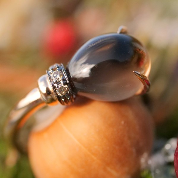 Rauchquarz Brillant Ring Drop 750er Rosegold entzückend 4.22 ct 0.04 ct