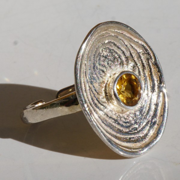 Citrin Ring 925er Silber 20 x 16 mm ....Wasserwelle Handarbeit