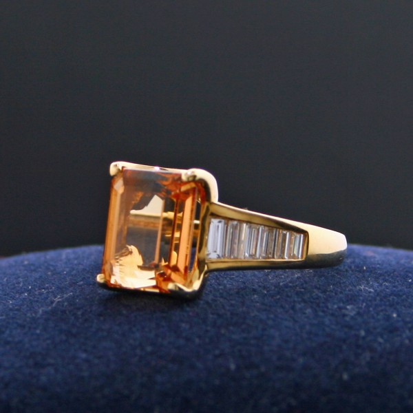 Imperialtopas-Diamant-Ring, 750er-Gold