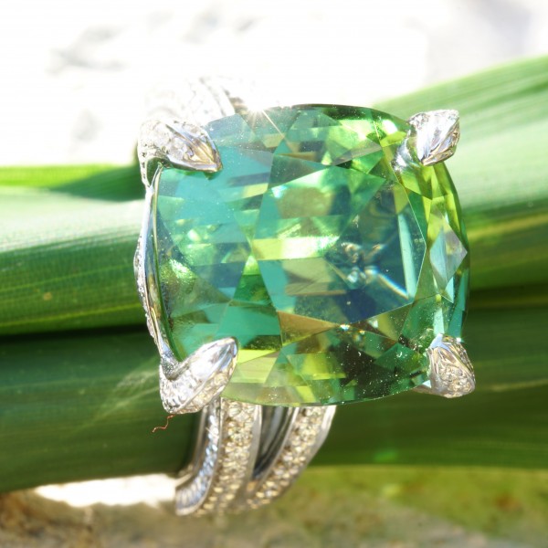 what a kind of magic...a magnific green light mint tourmalin, 14.64 ct, loupeclean
