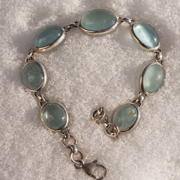 Aquamarine Cabochon Bracelet 925 Silver modern Style