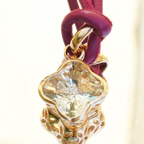 Chilango Anhänger Green Amethyst Flower Diamond Cut 925er Silber Rosegold Plated