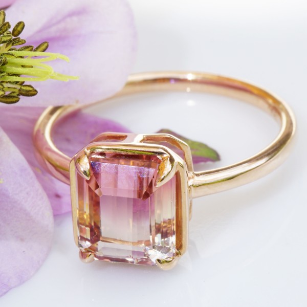 Ring Turmalin Morgenröte gold-pink-aprikot Afrika 2.85 ct lupenrein 750er Rosegold
