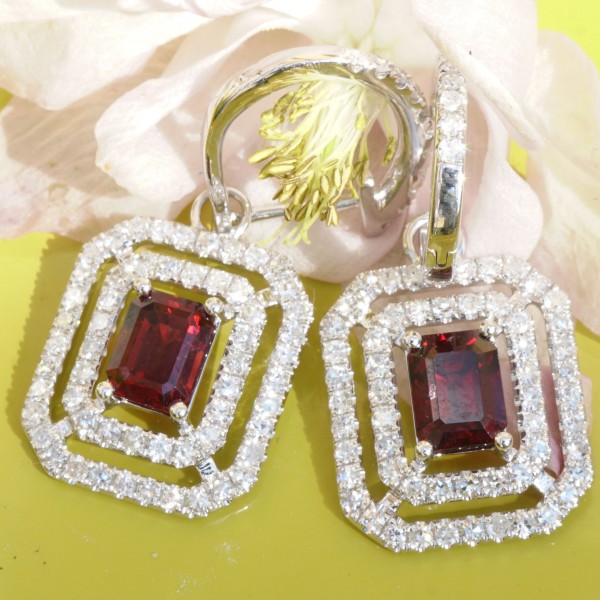 Spinel Diamond Earrings from Burma...a Temptation...rare red Spinell
