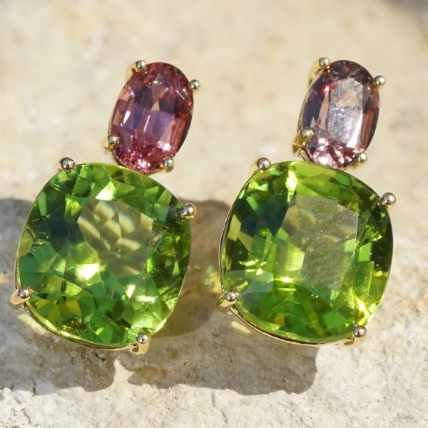 Ohrstecker Peridot Spinell 10 CARAT 750er Gold WE CELEBRATE COLORS