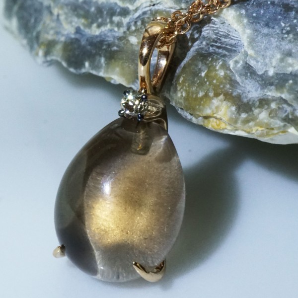 Drop Pendant...soo sweet...with smokeyquartz and brown diamond...made in Italy