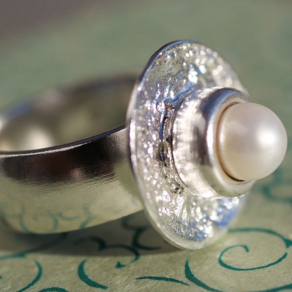 Pearl Ring..Goldsmith Handcraft...925 Silver...so solid