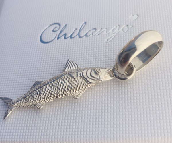 Chilango Anhänger Fisch 60 x 15 mm 925er Silber Glitzer massiv
