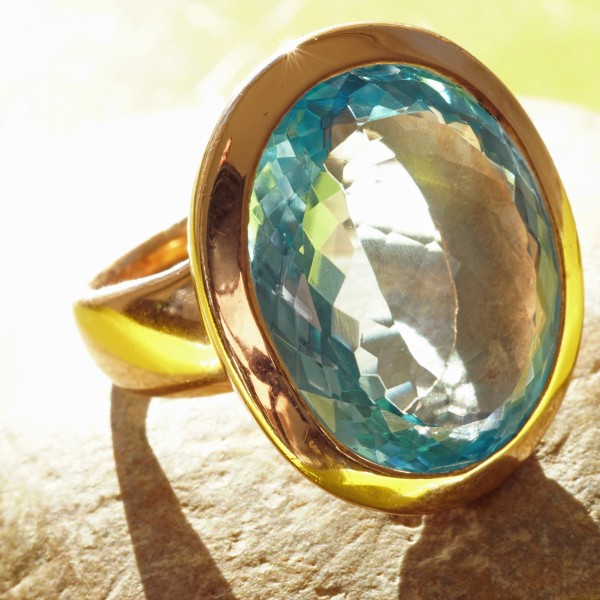 Topas Ring 925er Silber rosevergoldet ca. 28 ct XXL Größe 27 x 23 mm