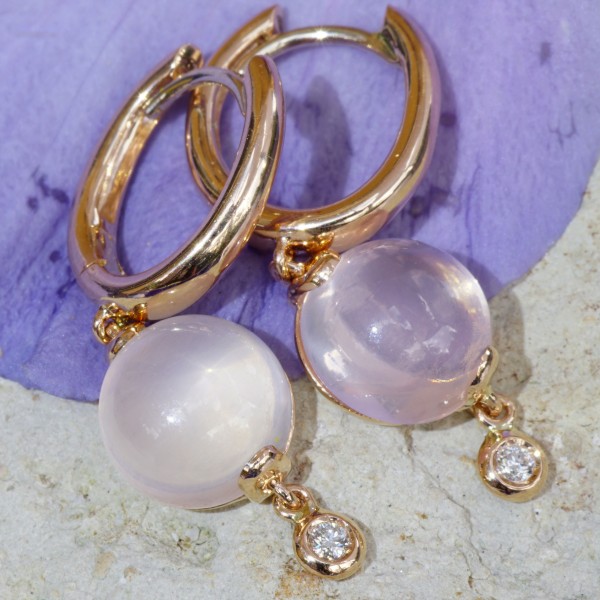 Ohrhänger Rosenquarz Brillant 750er Rosegold..Design aus Bella Italia...verzaubern den Tag