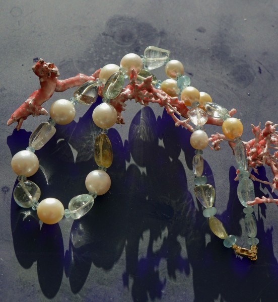 Aquamarine South Sea cultured Pearl Chain.....unique