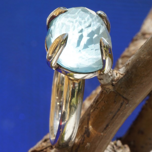 CHILANGO RING Blue Topaz bombastisch 925er Silber neu mit orig. Etui massiv