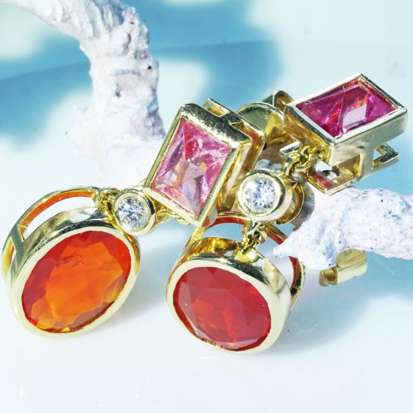 Crazy Colors combinated.....Fireopal and Spinell Earrings